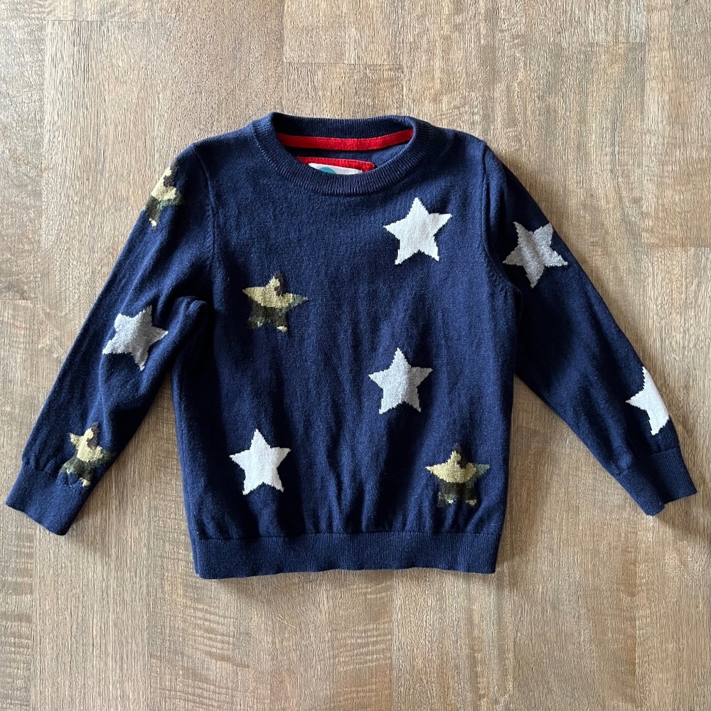 VGUC Mini Boden navy blue start print sweater size 3-4y